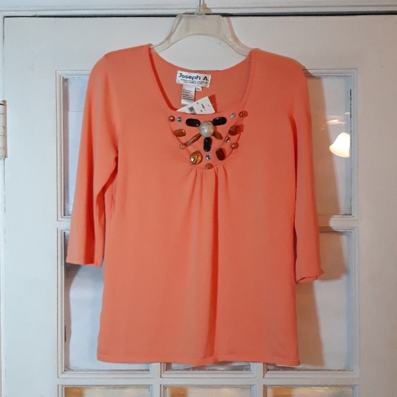 Joseph Allen Tops - Joseph A. Beaded orange top